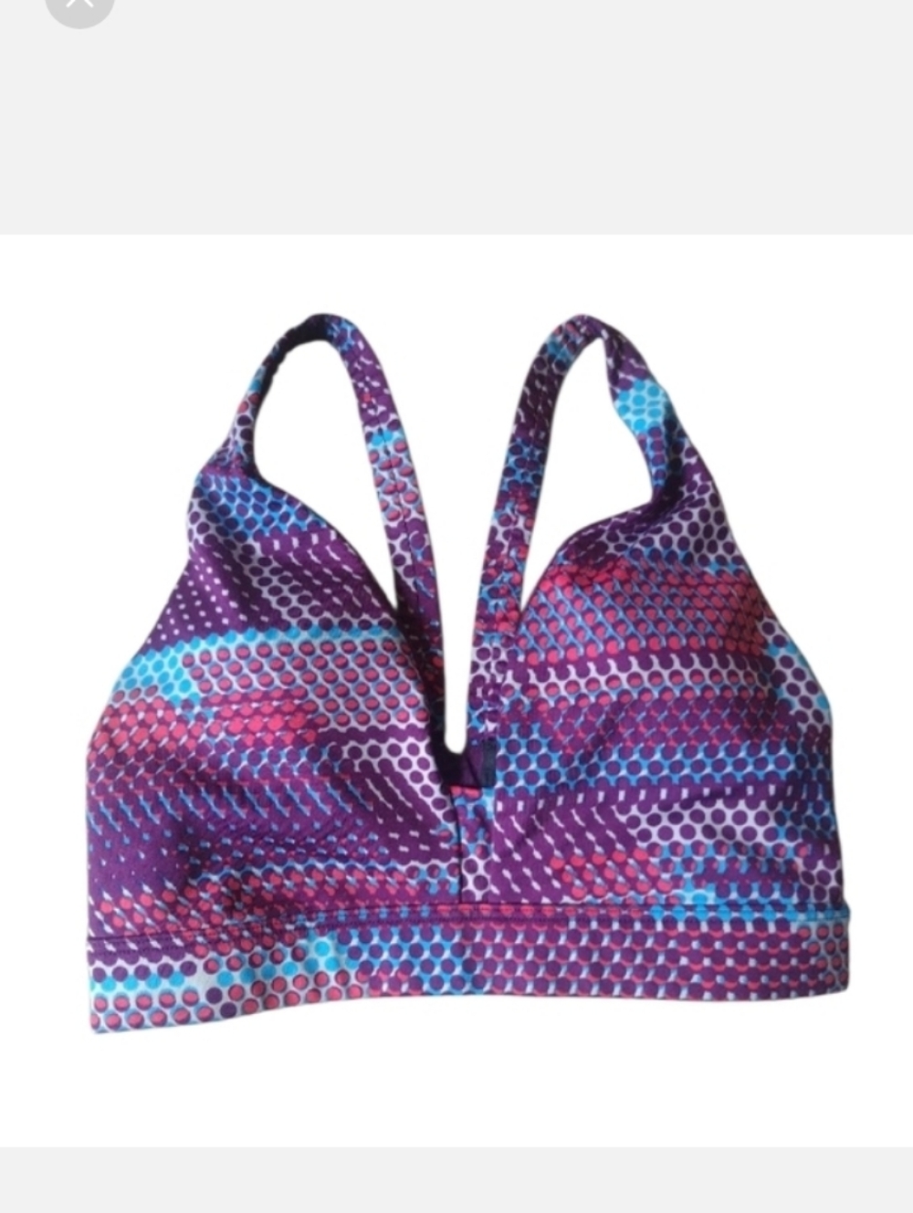 Victoria's Secret VSX Sports Bra- Purple With Dot Pattern Strappy Back Sz XXS-XS